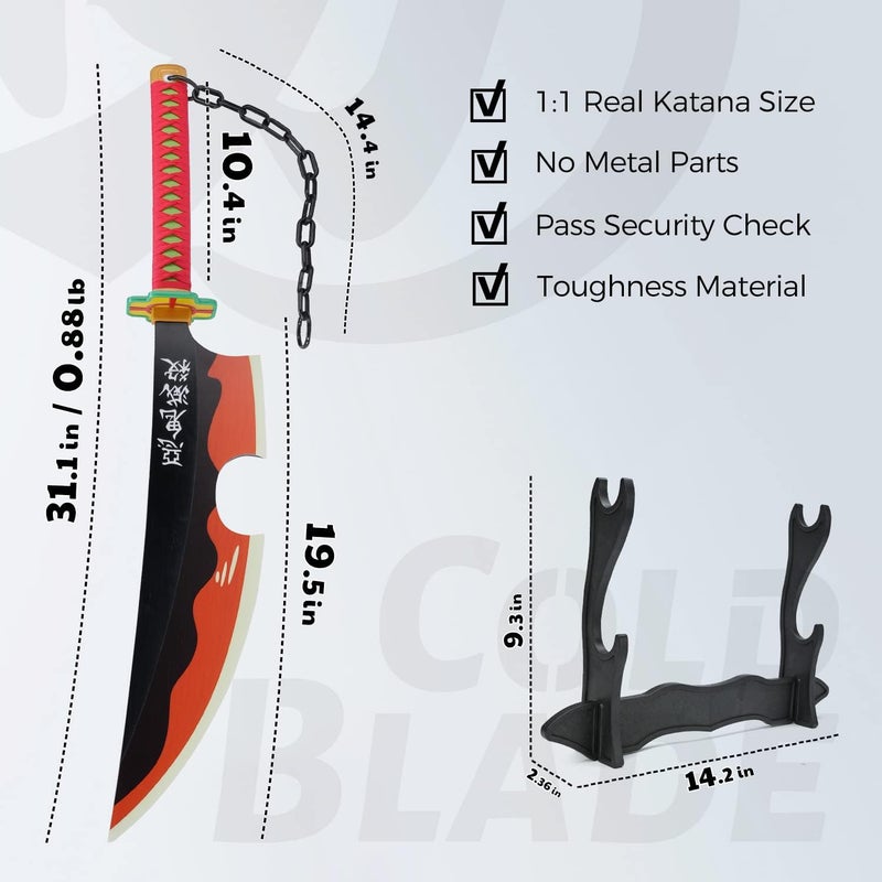 Cold Blade Demon Katana - 41 Inch Anime Replica with Belt and Stand - Durable Sword Perfect for Cosplay - Nichirin Sword with Authentic Design - Image 4
